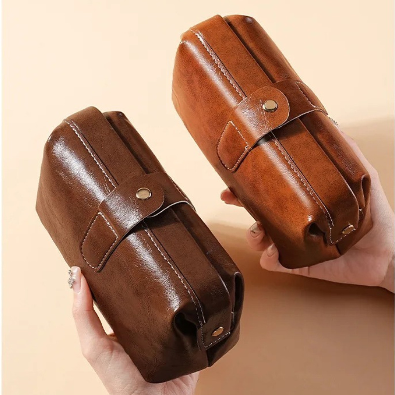 Luxury Skincare Accessories - Vintage PU Deri Lüks Kozmetik Çantası