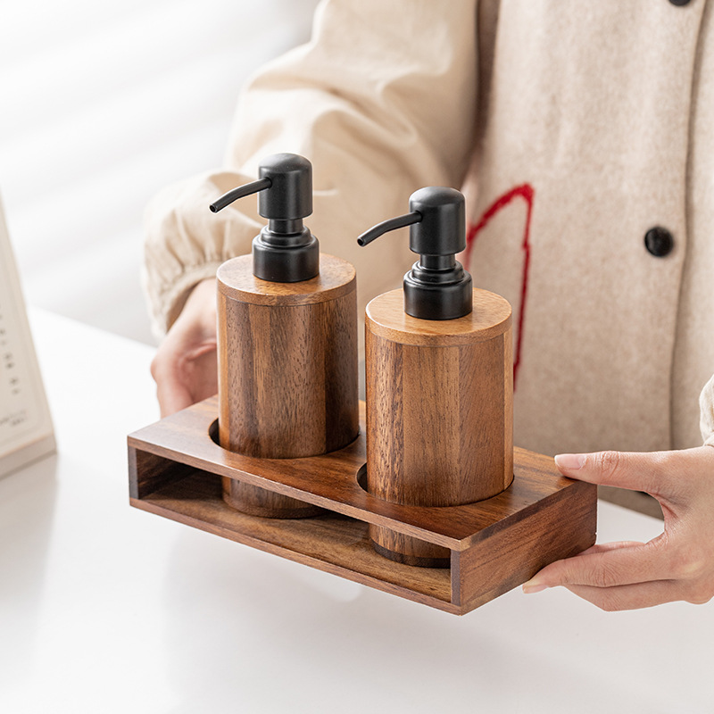 Luxury Skincare Bottles - Ceviz ağacından pres tipi boş şişeleri