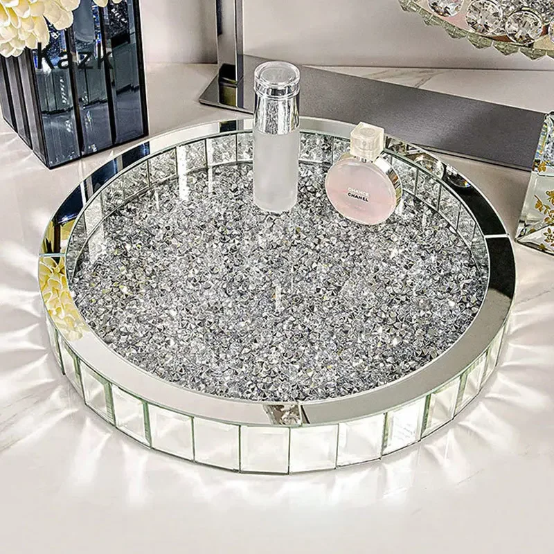 Luxury Skincare Bottles - Lüks Elmas Kakma Cam Depolama Tepsileri